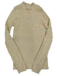 Béžovo-zlatý rebrovaný trblietavý sveter Primark