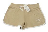 Nové - Béžovo-biele teplákové kraťasy s nápismi New Look