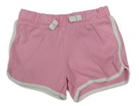 Svetloružová -biele teplákové kraťasy
