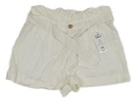 Nové - Biele ľahké ľanové kraťasy s opaskom Pep&Co