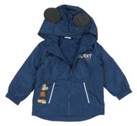 Tmavomodrá šusťáková jarní bunda s Mickeym a kapucí Disney