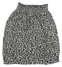 Béžovo-černý top bez ramínek s leopardím vzorom