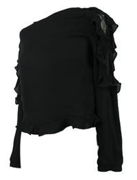 Dámská černá šifonová crop halenka s volánky Zara 