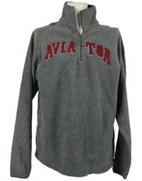 Pánská šedá fleecová mikina s nápisem Aviator 
