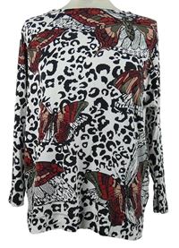 Dámske bielo-čierne vzorované tričko s motýlikmi Gerry Weber