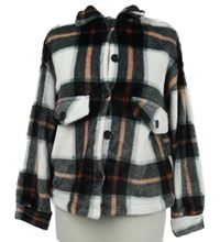 Dámská černo-bílo-růžová kostkovaná plyšová košilová bunda Shein 