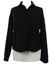 Dámska čierna rebrovaná košeľová crop bunda Next