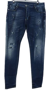 Pánske tmavomodré skinny rifle s vyšúchaním Kings will dream vel. 36