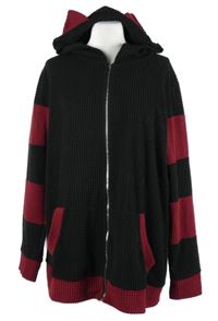Dámska čierno-vínová vzorovaná fleecová prepínaci mikina s kapucňou