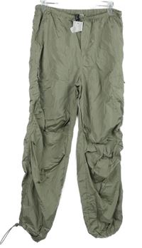 Dámské khaki šusťákové cuff kalhoty H&M