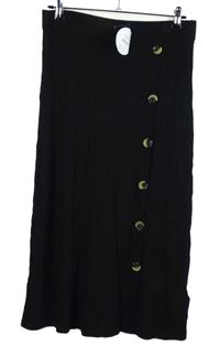 Nové - Dámska čierna rebrovaná midi sukňa Papaya