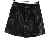 Dámske čierne koženkové sukňové kraťasy Shein