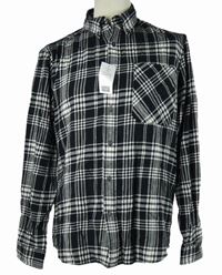 Nové - Pánska čierno-biela kockovaná košeľa F&F