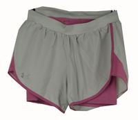 Dámské béžovo-růžové sportovní dvojité funkční kraťasy Under Armour 