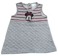 Pruhovano-sivé teplákové šaty s Minnie Disney