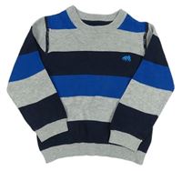 Tmavomodro-modro-sivý pruhovaný sveter Rebel