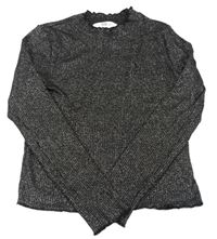 Čierno-strieborný rebrovaný sveter H&M
