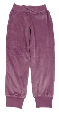 Fialové plyšové kalhoty 