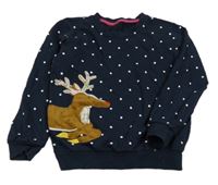 Tmavomodrá bodkovaná á mikina so sobom