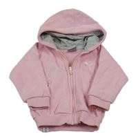 Svetloružová prepínaci mikina s logom a kapucňou zn. PUMA