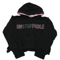 Čierna crop mikina s nápisom a kapucňou zn. Zeeman