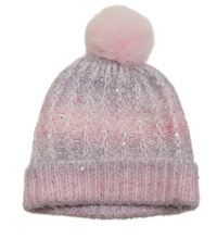 Fialovo-růžová čepice s flitry a bambulí vel.140-158