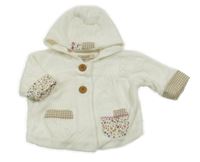 Smetanová sametová podšitá propínací mikina s kapsou a kapucí Next