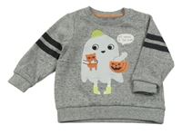 Sivá melírovaná mikina s duchem