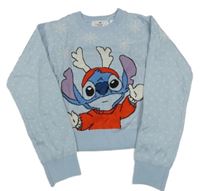 Světlemodrý crop svetr se Stichem H&M