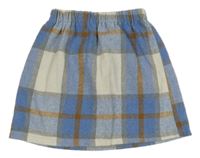 Bielo-modro-sivo-hrdzavá kockovaná sukňa