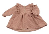 Ružové manšestové šaty s volánikom Shein