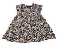 Tmavomodré bavlnené kvetované šaty Kiki&Koko