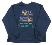 Tmavomodrá mikina s potlačou Sinsay