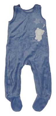 Modré sametové dupačky s méďou Mothercare