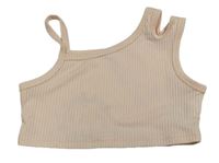 Svetloružový rebrovaný crop top Shein