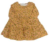 Okrovo-kvetované bavlnené šaty zn. H&M