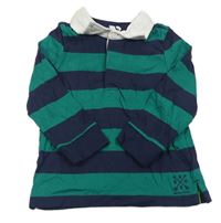 Tmavomodro-zelené pruhované polo triko V by Very