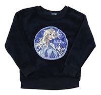 Tmavomodrá chlpatá mikina s Elsou Disney