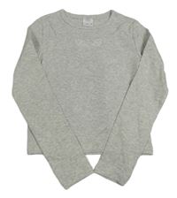 Sivé rebrované crop tričko so srdiečkom Zara