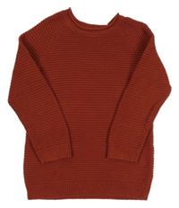 Tehlový rebrovaný sveter