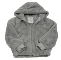 Sivá kožušinová podšitá bunda s kapucňou George