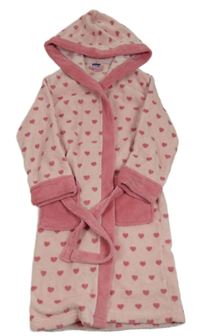 Světlerůžový chlupatý župan se srdíčky a kapucí Lupilu