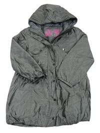 Tmavošedá lesklá šusťáková jarní parka s kapucí George
