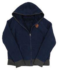 Tmavomodrá fleecová zateplená propínací mikina s kapucí Tchibo