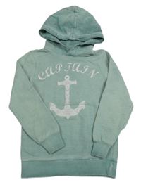 Mintová mikina s kotvou a kapucňou Zara