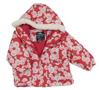 Fuchsiovo-biela vzorovaná šušťáková zimná funkčná bunda s tučňáky a kapucňou Trespass