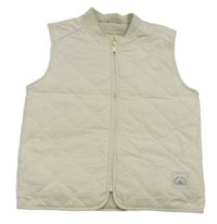 Béžová prešívaná šušťáková zateplená vesta s nášivkou Primark