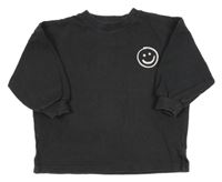 Tmavosivá oversize mikina so smajlíkom Next