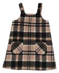 Ružovo-čierne kockované šaty s vreckami F&F