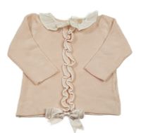 Svetloružový sveter s volánikom